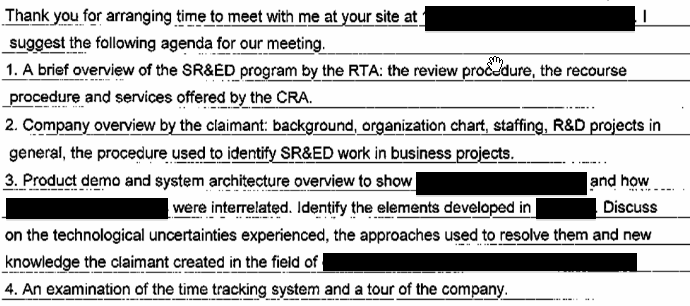 Sample SRED Agenda - Unclear