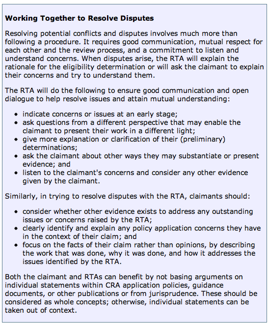 Dispute Resolution and the CRA