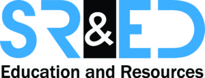 The logo for SR&ED Education and Resources consisting of a blue uppercase S R E D including a black box with a white ampersand between the R and the E, and with Education and Resources in black underneath