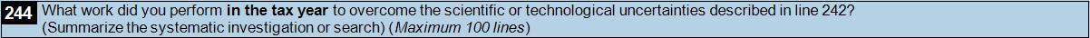 line 244 of the tax credits in relation to Technical Narrative Length Limits
