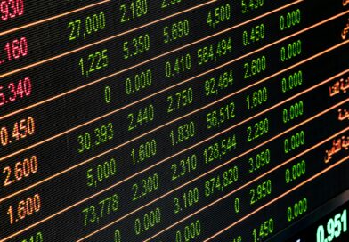 stock market looking digital wall of numbers color coded with 10 rows and nine columns showing